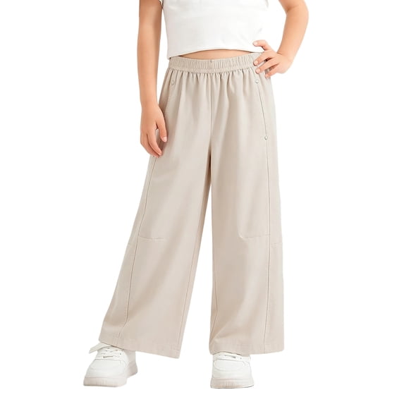 Girls Parachute Cargo Pants Drawstring Waterproof Causal Hiking Pants for Girls Pockets Lightweight Running Joggers Size 110-160