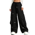 thumbnail image 1 of Girls Parachute Pants Kids Wide Leg Cargo Pants Y2K Street Trousers with Pockets 5-16 Years, 1 of 6