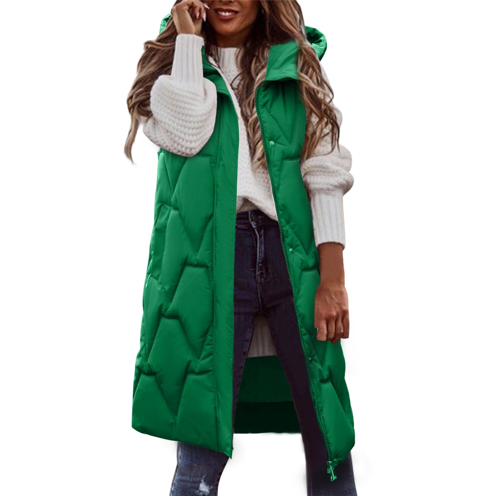 Girls Parkas Long Winter Vest With Hood Sleeveless Warm Down With