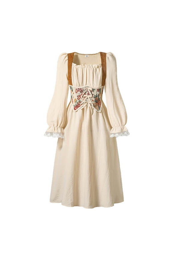 Girls Party Dress Elegant French Medieval Dress Long Sleeve Gown With Classic Court Casual Party Flowy Dresses 10-11 Years