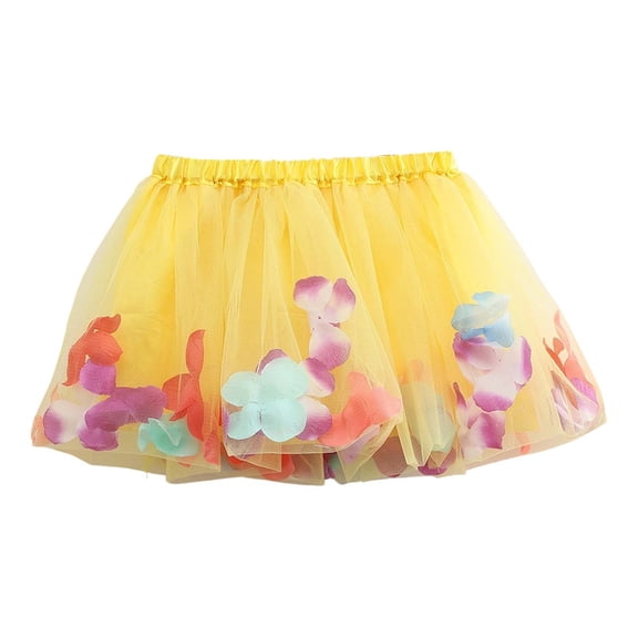 Girls Party Dress Kids Festive Petal Skirt With Net Overlay Performances Celebrations Clothes