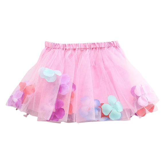 Girls Party Dress Kids Festive Petal Skirt With Net Overlay Performances Celebrations Clothes