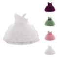 thumbnail image 1 of Girls Party Dress Layered Ruffle Cake Tutu Gown, Baby Toddler Kids Formal Holiday Outfit, Tiered Ruffled Skirt for 6 Months to 3 Years Birthday Celebration Attire, 1 of 4