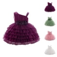 thumbnail image 1 of Girls Party Dress Layered Ruffle Cake Tutu Gown, Baby Toddler Kids Formal Holiday Outfit, Tiered Ruffled Skirt for 6 Months to 3 Years Birthday Celebration Attire, 1 of 4