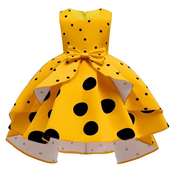 Girls Party Dress Princess Formal Costumes Toddlers Polka Dot Skirt Vintage Bow Dress