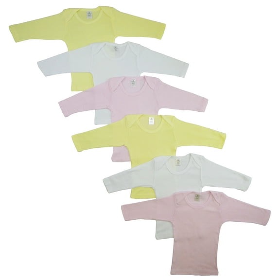 Girls Pastel Variety Long Sleeve Lap T-shirts 6 Pack
