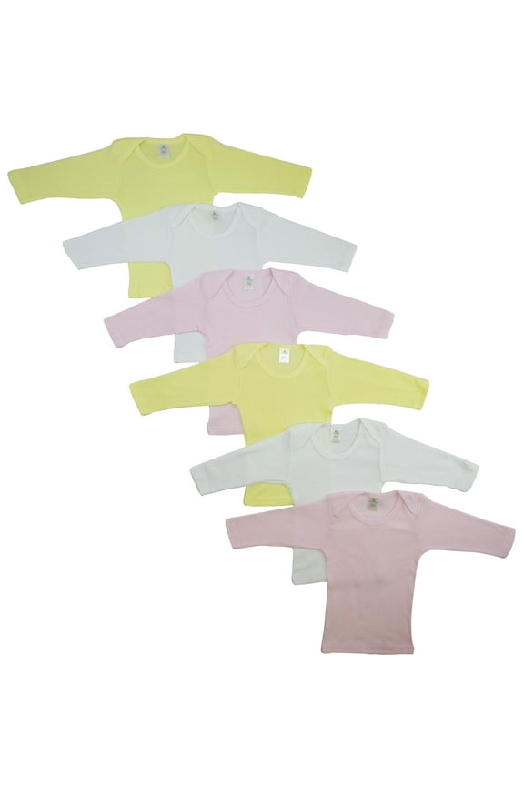 Girls Pastel Variety Long Sleeve Lap T-shirts 6 Pack