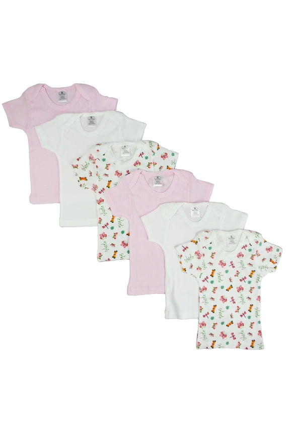 Girls Pastel Variety Short Sleeve Lap T-shirts 6 Pack