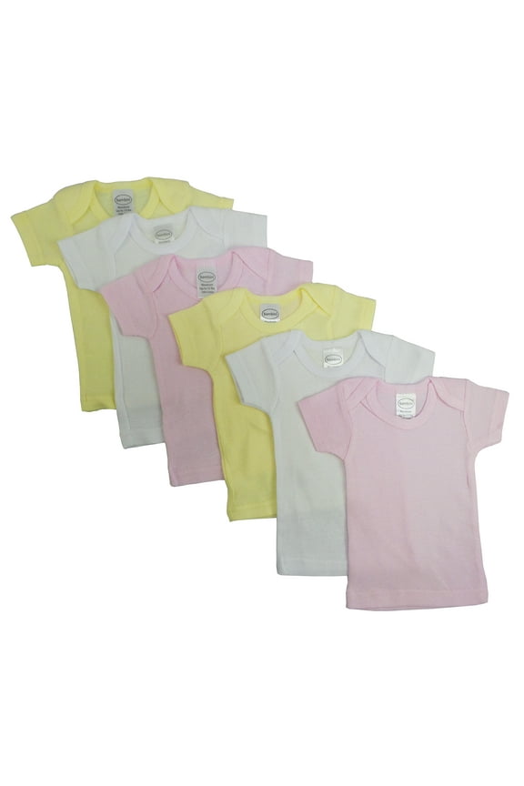 Girls Pastel Variety Short Sleeve Lap T-shirts 6 Pack