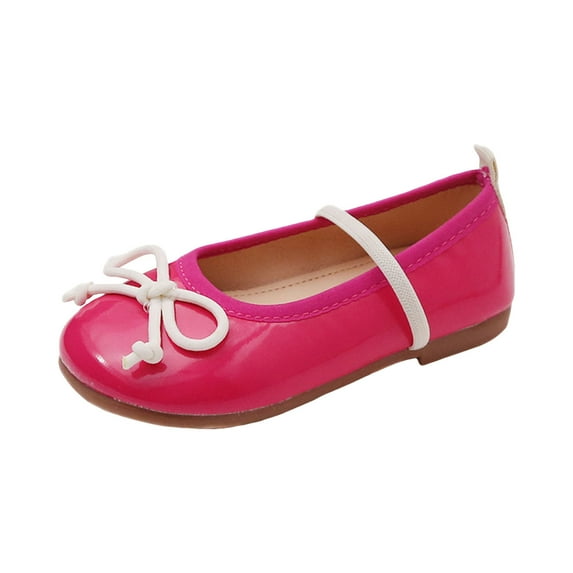 Girls Patent Leather Dress Shoes Toddler Kids Ballet Flats Slip On Fashion Bowknot Loafers for Wedding Party
