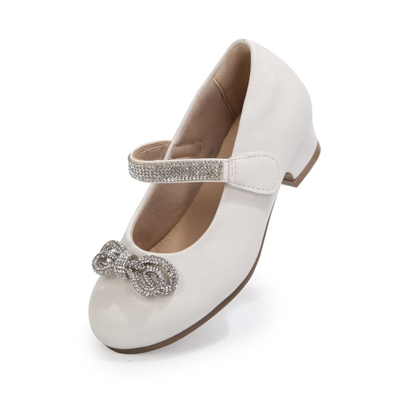 Bocca Little Girls' Shoes Slip-Resistant Mary Janes, 1IN Low Heel, Kitten Heel, Closed Toe White, 11 Little Kid