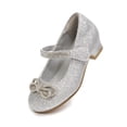 thumbnail image 1 of Bocca Little Girls' Shoes Slip-Resistant Mary Janes, 1IN Low Heel, Kitten Heel, Closed Toe Silver, 13 Little Kid, 1 of 7