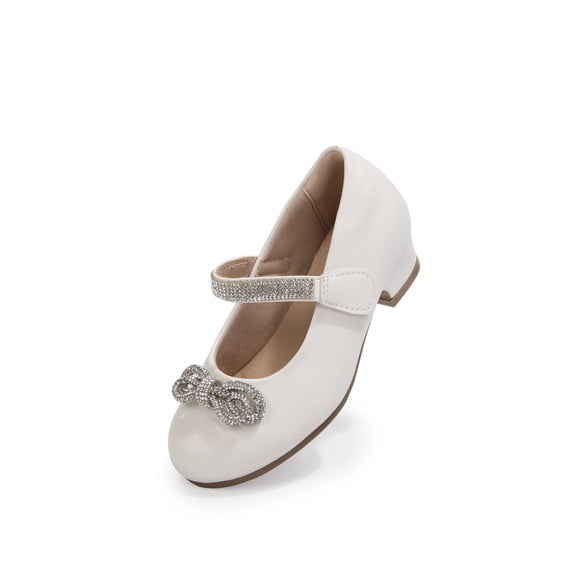 Girls’ Patent Leather Dress Shoes with Sparkly Bow, Mary Jane Strap Party Ballet Flats for Weddings, Holidays, School Events