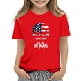 thumbnail image 1 of Girls Patriotic American Flag Graphic Tee Red Short Sleeve 4th of July Shirt,Size 9-10 T, 1 of 5