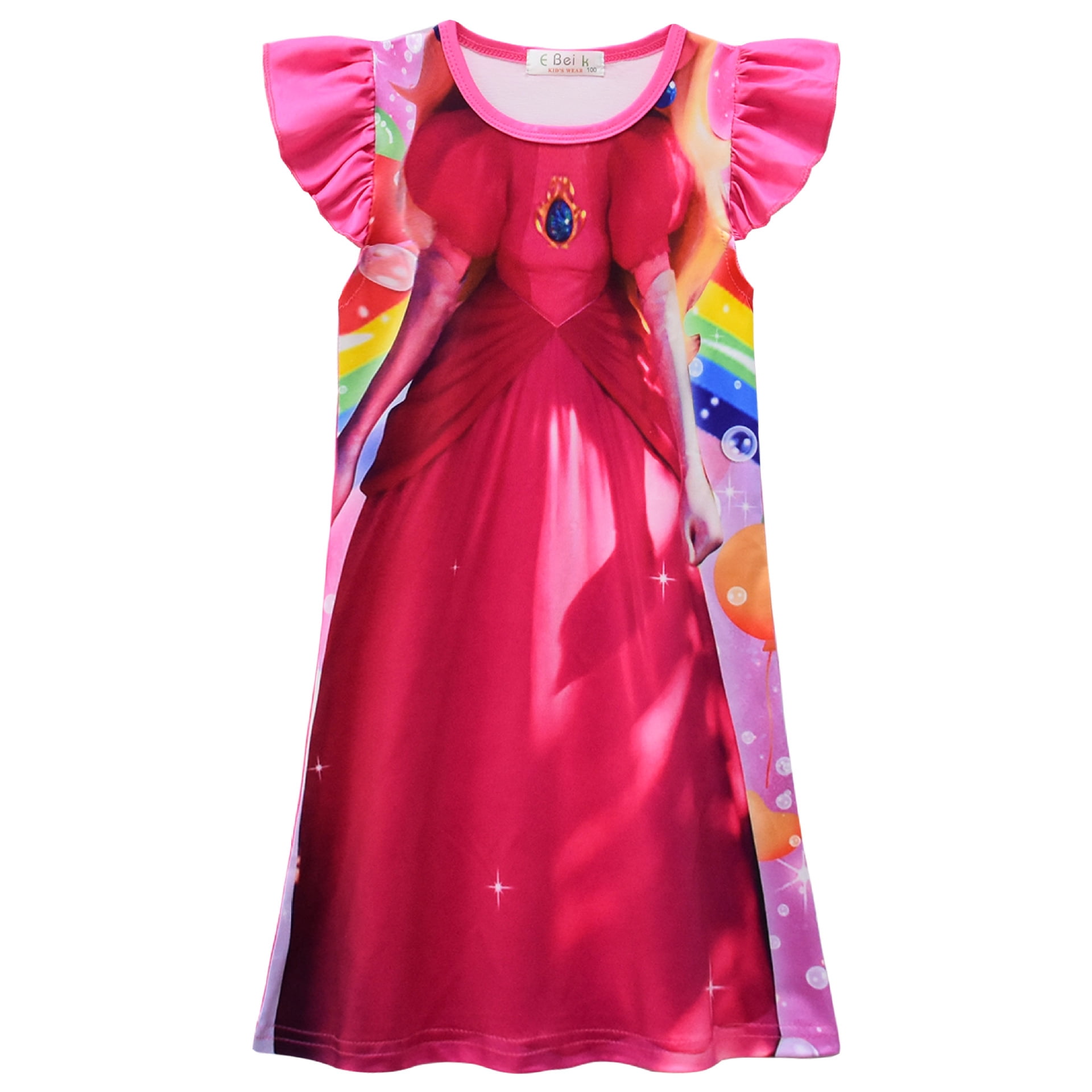 Girls Peach Princess Nightgown Cartoon Pajama Sleepwear Nightie