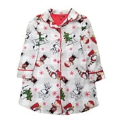 Girls Peanuts Snoopy Charlie Brown Gray Plaid Christmas Holiday Nightgown XS