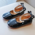 thumbnail image 1 of Girls' Pearl Bow Princess Shoes, Non-Slip Soft Sole Mary Janes, Perfect for Parties, Weddings, and Daily Outings Black 2.5-3 Years, 1 of 8