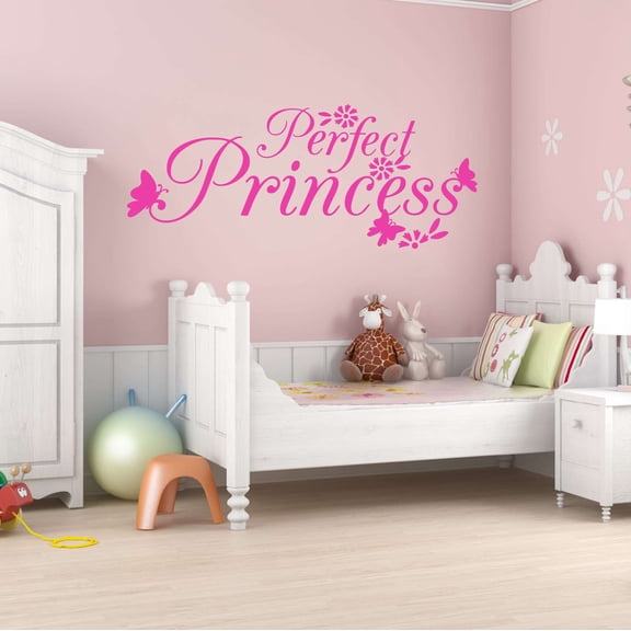 Girls Perfect Princess Cute Girly Wall Decal Decoration Flower Pattern Princess Girly Wall Decal Art Lasts Years and Easily Removable - Size: 20 In(W) x 8 In(H)