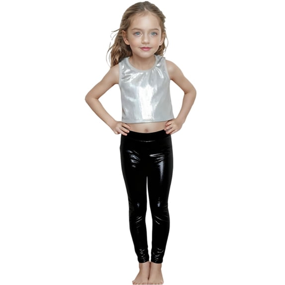 Girls Performance Dance Pants with Glitter Metallic Stripes Stretchy Straight Leg Trousers for Stage and Wear Girls Sweatpants Sweat Pants Casual with Pockets