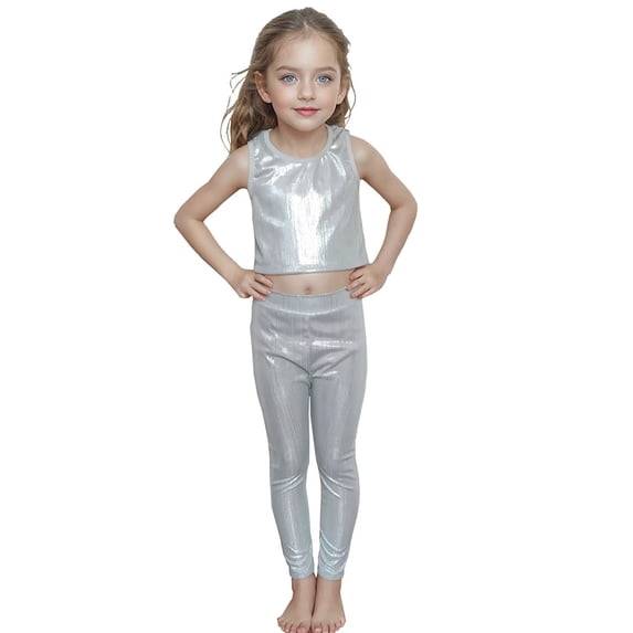 Girls Performance Dance Pants with Glitter Metallic Stripes Stretchy Straight Leg Trousers for Stage and Wear Girls Sweatpants Sweat Pants Casual with Pockets