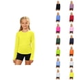 thumbnail image 1 of Girls Performance Knit Top Long Sleeve Fingerless Wrist Breathable Lightweight Athletic Tee Soft Stretch Shirt for Sports Outdoor Play, 1 of 5