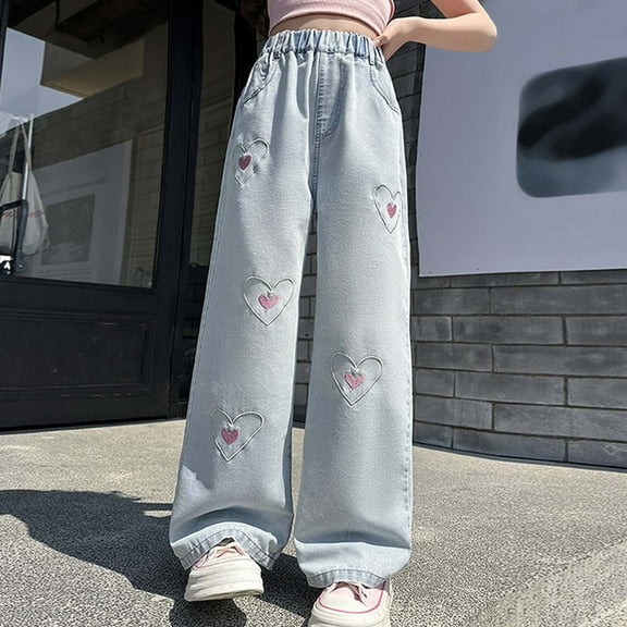Girls Personality Fashion Pants Elastic Waist Wide Leg Pants Teen Girl Clothes Girls Clothing 6-7 Years Girls Fashion
