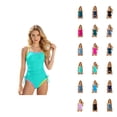 thumbnail image 1 of Girls Piece Swimsuit Solid Contrast Color Adjustable Knot Backless Design Sun UPF 50+ Beach Pool Activities Cute Stylish, 1 of 5