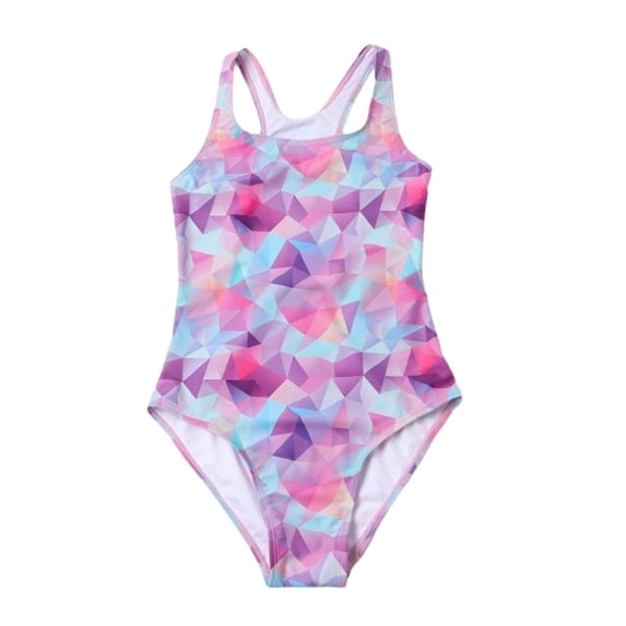 Girls Piece Swimwear Athletic Racerback Swimsuit/Purple/8