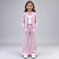 thumbnail image 1 of Girls Pink 2 Piece Matching Activewear Set,Crop Zip Jacket & Elastic Waist Flare Pants,Size 1-2T, 1 of 7