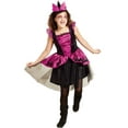 thumbnail image 1 of Girls Pink Bat Witch Black Glitter Tulle Halloween Dress Costume S 4/6x, 1 of 2