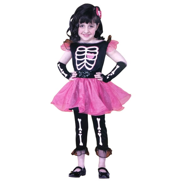 Girls Pink & Black Tutu Skele-Cutie Skeleton Halloween Costume Large Plus