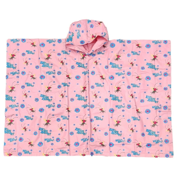 Girls Pink Bugs Away Rain Coat Hooded Rain Poncho Girls One Size Fits Most