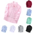 thumbnail image 1 of Girls Pink Button Up Shirt Casual Dress Shirt Girls School Uniform Shirts Summer T Shirts 9-10 Years, 1 of 4