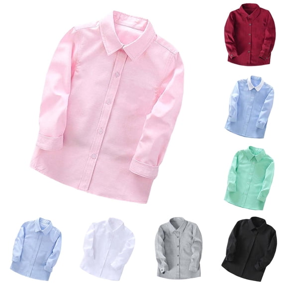 Girls Pink Button Up Shirt Casual Dress Shirt Girls School Uniform Shirts Summer T Shirts 9-10 Years