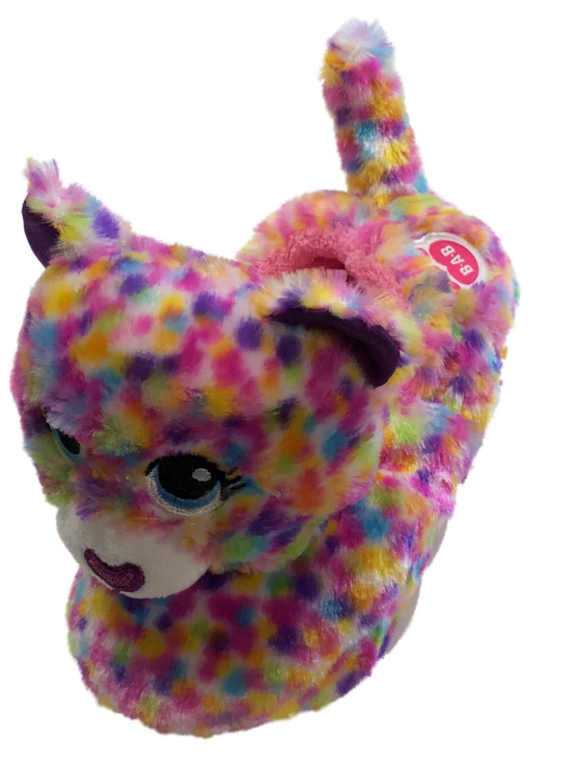 Girls Pink Confetti Leopard Build A Bear Kitty Cat Slippers Cheetah XXL 5-6 - image 1 of 5