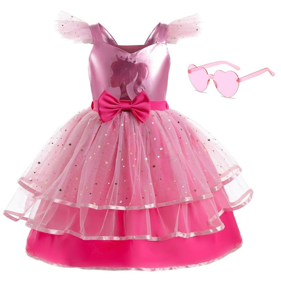 Girls Pink Costume Dress Movie Cosplay Dress up Birthday Outfits for 4-9Y