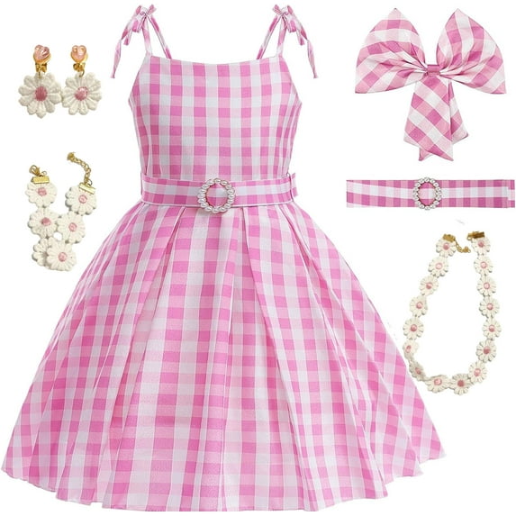 Girls Pink Costume Dress Movie Cosplays Outfits Kids Halloween Party Dress Up