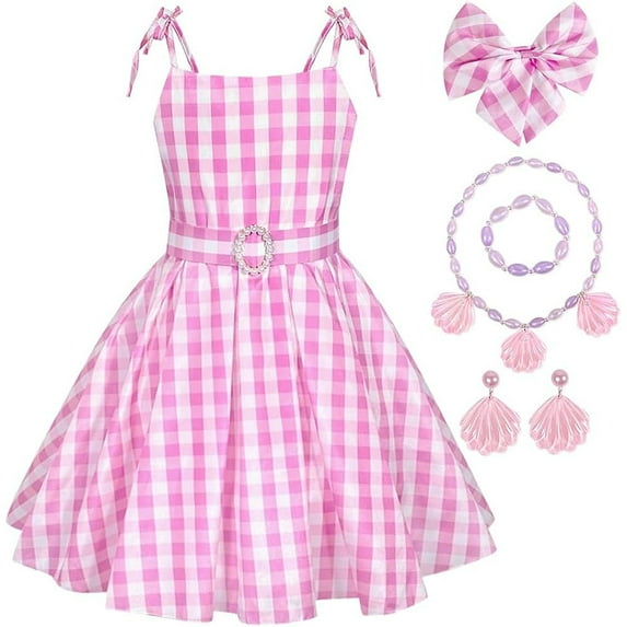 Girls Pink Costume Dress Movie Cosplays Outfits Kids Halloween Party Dress Up