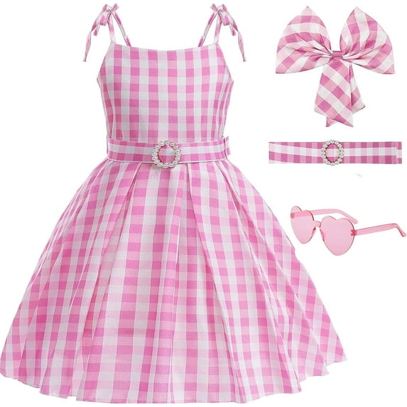 Girls Pink Costume Dress Movie Cosplays Outfits Kids Halloween Party Dress Up