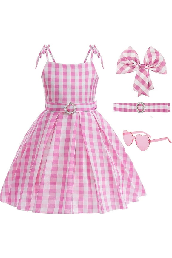 Girls Pink Costume Dress Movie Cosplays Outfits Kids Halloween Party Dress Up