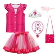 thumbnail image 1 of Girls Pink Costume Set rainbow Tutu Dress For Kids Movie Cosplay Dress Up Outfits Halloween Birthday Party, 1 of 7