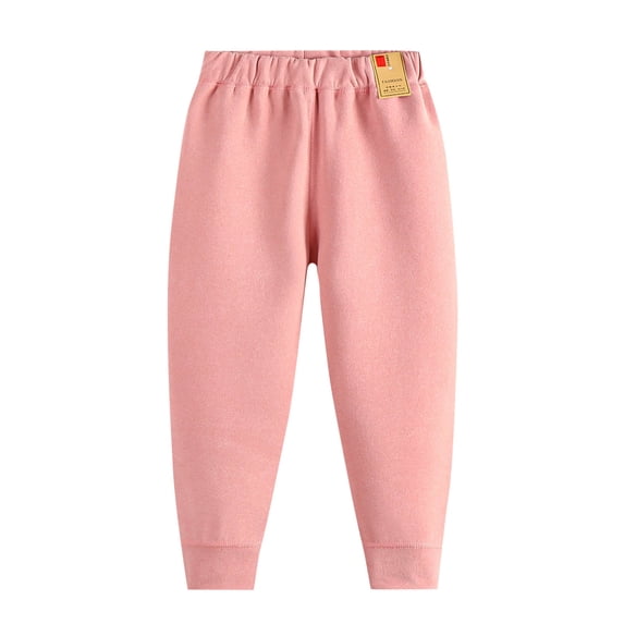 Girls Pink Cotton Jogger Pants Elastic Waist Pull-On Soft Kids Lounge Pants for Ages 1-14,Size 3-4T