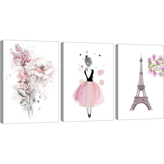 Girls Pink Cute Bedroom Decor for Teen Girls Kids Pink Wall Decor Canvas Wall Art Paintings Prints Framed Artwork Room Decor for Girls