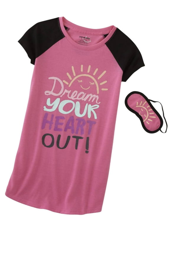 Girls Pink Dream Your Heart Out Sleep Pajamas Lightweight Sleep Dress S (6/6x)