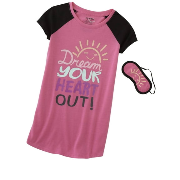 Girls Pink Dream Your Heart Out Sleep Pajamas Lightweight Sleep Dress S (6/6x)