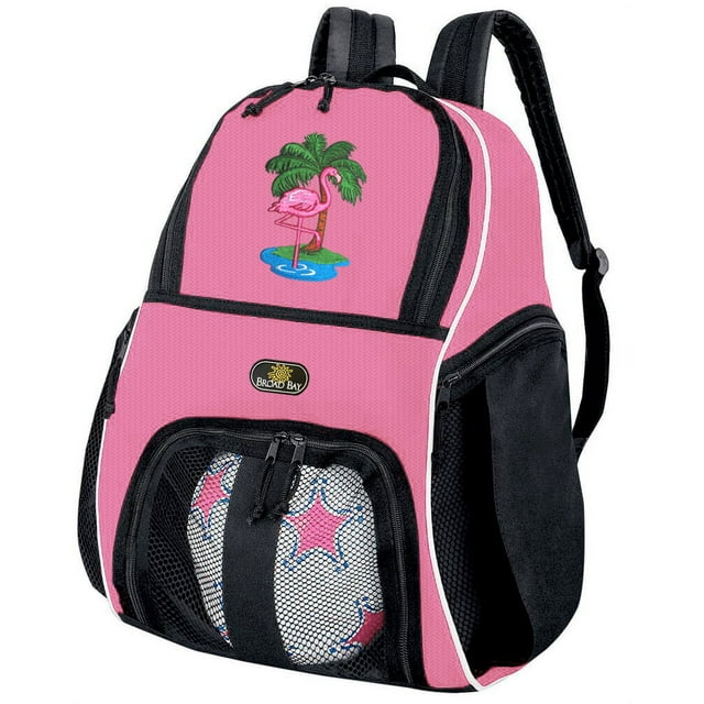 Girls Pink Flamingo Soccer Backpack or Womens Flamingo Volleyball Bag
