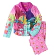 thumbnail image 1 of Girls Pink Flannel Trolls Movie Pajamas Poppy & Branch Button Front Sleep Set L, 1 of 1