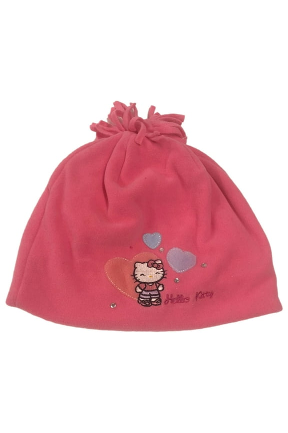 Girls Pink Fleece Hello Kitty Beanie Stocking Cap Winter Hat
