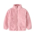 thumbnail image 1 of Girls Pink Fuzzy Sherpa Fleece Jacket - Full Zip Lightweight Cozy Winter Outerwear Zip-Up Coat for Kids Little Girls Ages 1-10,Size 8 T, 1 of 9