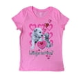 thumbnail image 1 of Girls Pink Glitter Be Mine Valentines Day Tee Shirt Puppy & Kitten T-Shirt XS, 1 of 1
